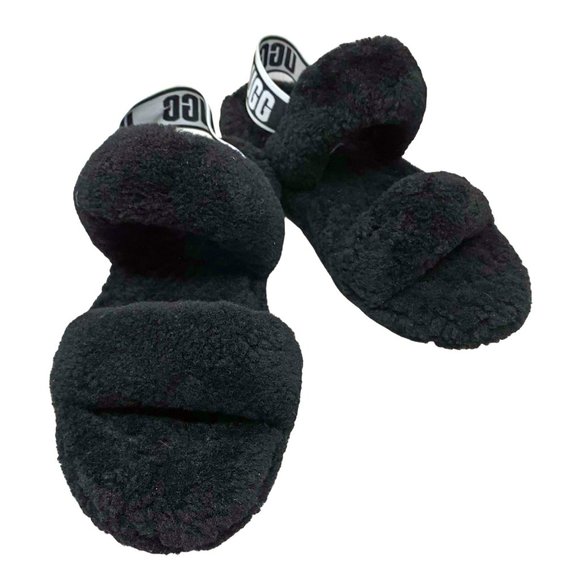 UGG 1107953 Oh Yeah‎ Black Sheepskin Slingback Slide Sandals - Picture 12 of 12